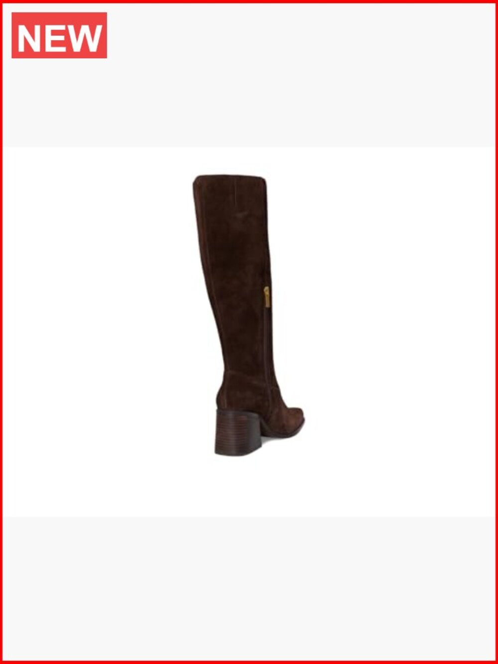 Wide Calf Stacked Heel Knee High Boot with Square Toe - Picture 3 of 7